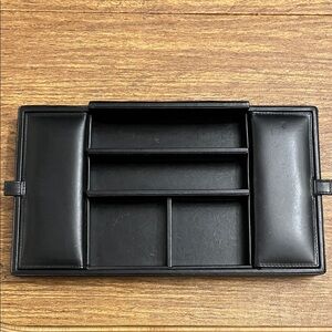 Coach Black Leather Valet Jewelry Watch Wallet 4 Trays and Two Side Suede Lining